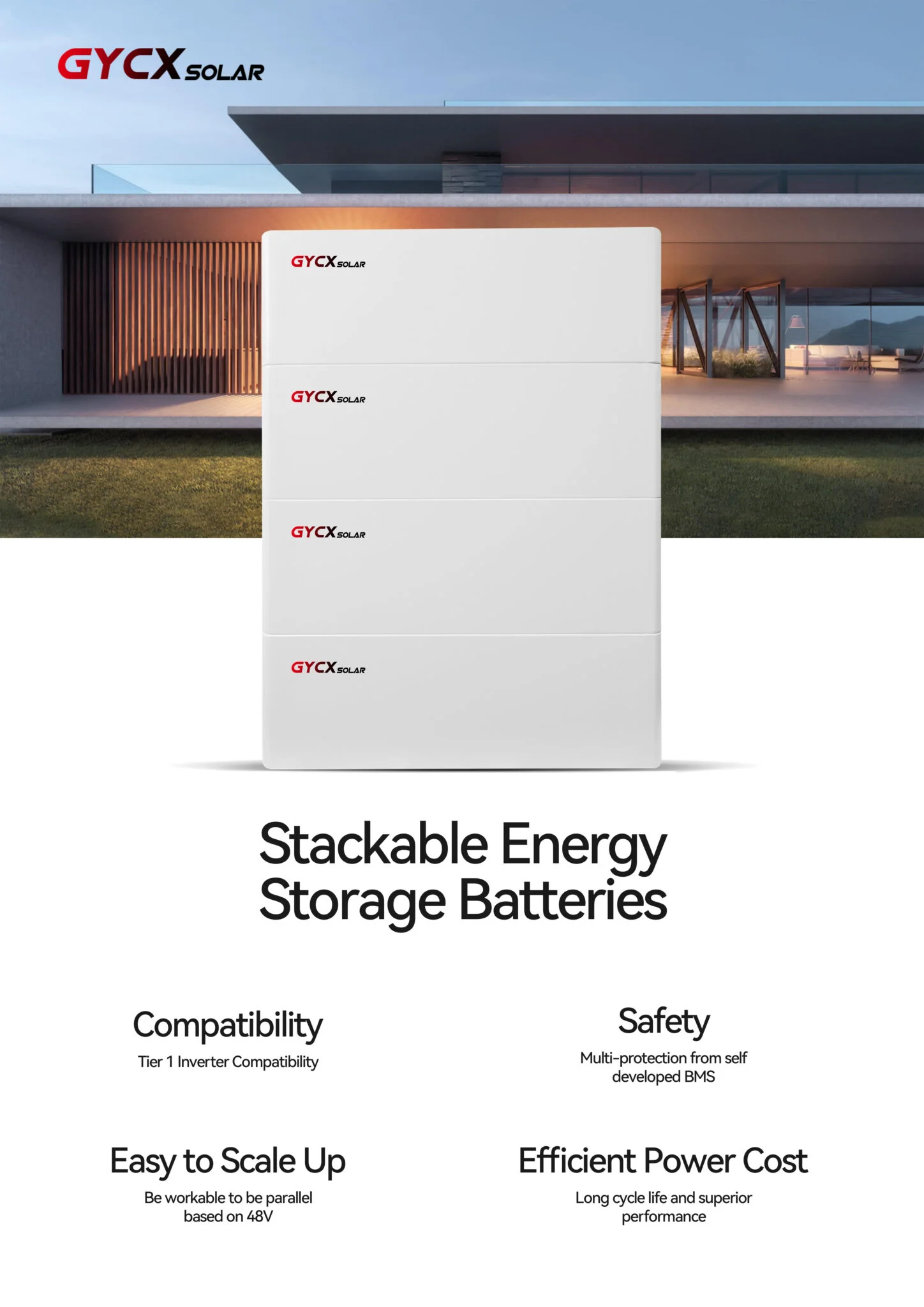 40KWh LV Lithium Stackable Home Battery GYCX Solar Smart Energy Solutions