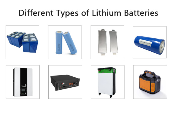 Una variedad de diferentes celdas y paquetes de batería de litio, mostrando varios factores de forma.