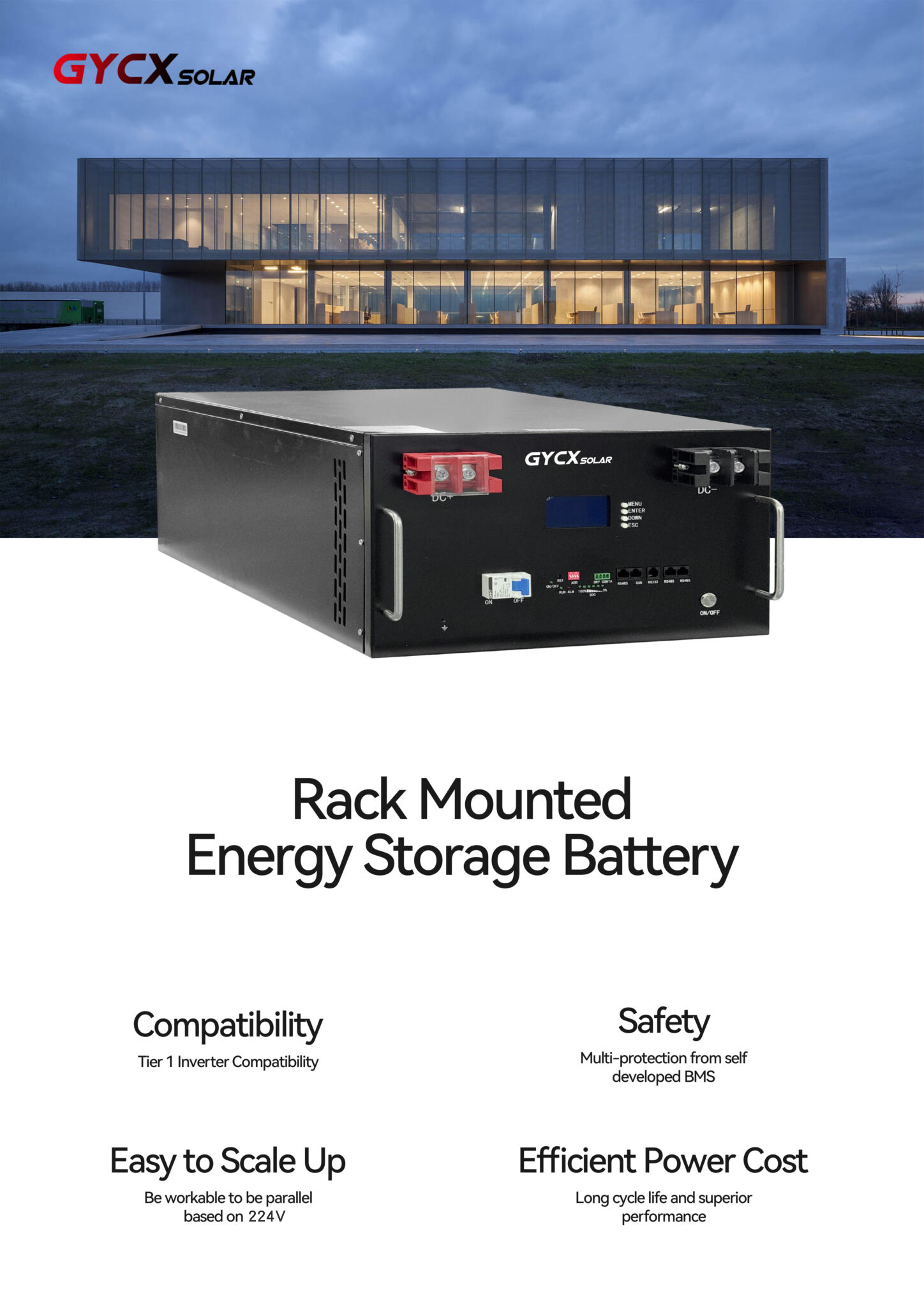 350V 70KWh HV lithium server rack battery