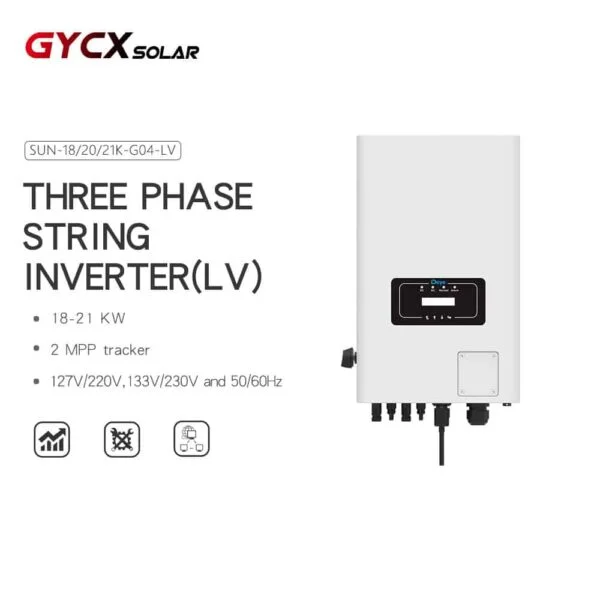 SUN-18/20/21K-G04-LV | 20kw Solar Inverter | 2 MPPT | Low Voltage | 127/220Vac