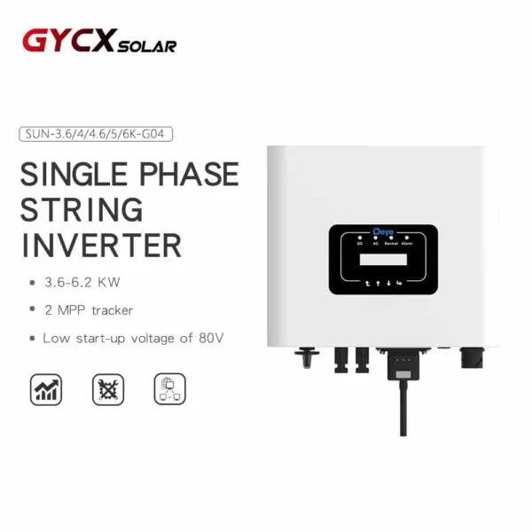 SUN-3.6/4/4.6/5/6K-G04 | Deye 6kw invertteri | Yksivaihe | 2 MPPT
