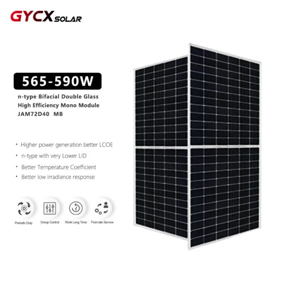 JAM72D40MB | Panneaux photovoltaïques solaires JA | 565-590O | Double verre biface de type N | Module mono haute efficacité