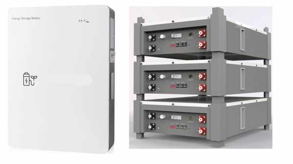 Comparison of a wall mount battery and a rack mount battery