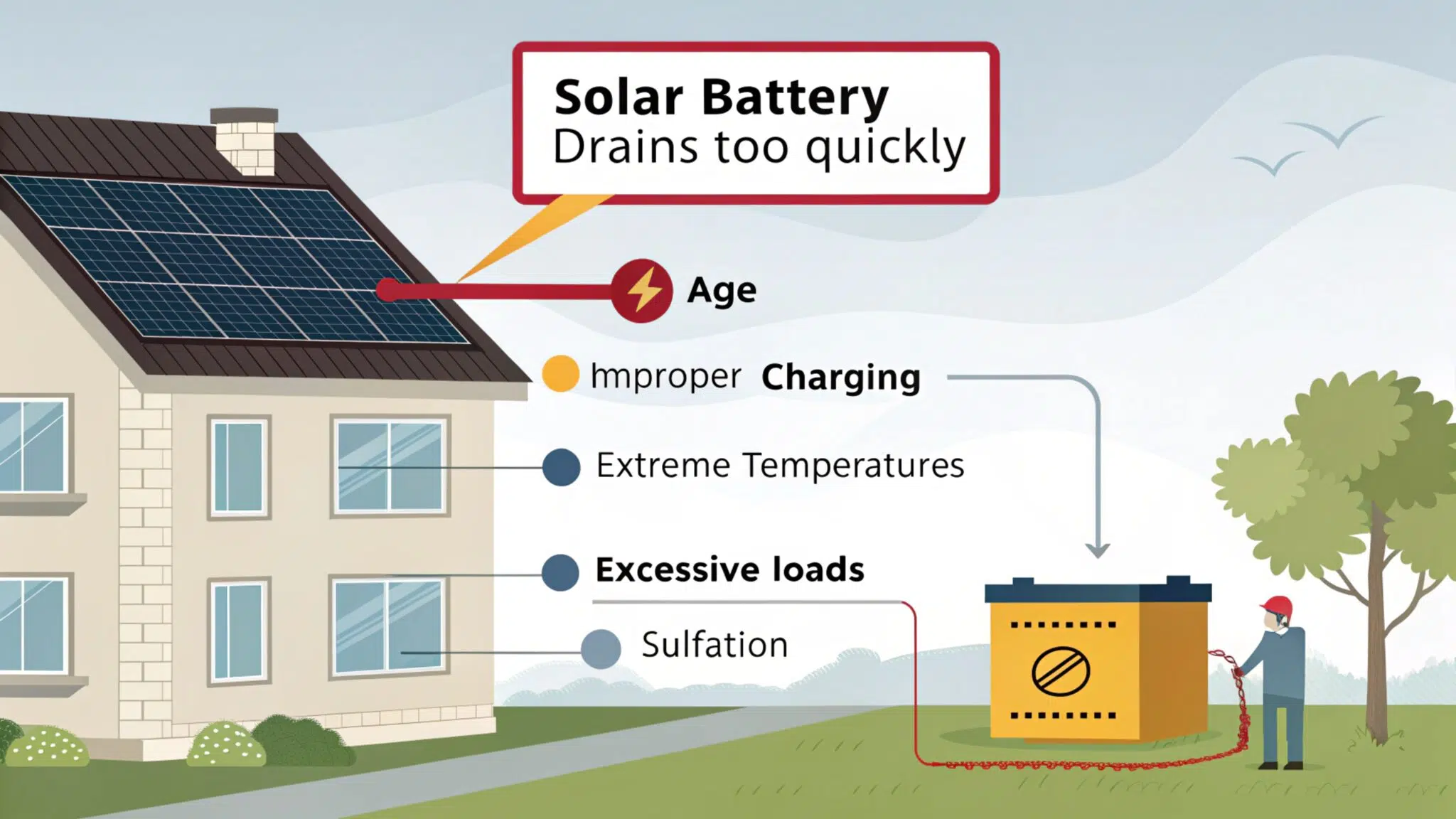 solar battery losing charge