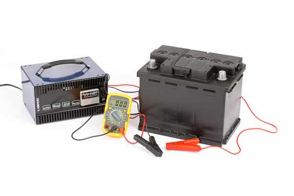 An image illustrating a system upgrade: a flooded lead-acid battery and an old charger are removed, and a new gel battery and a new smart charger with a 