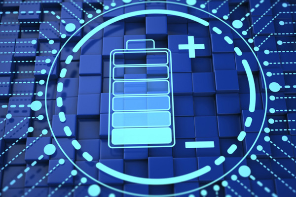 Una imagen futurista que representa varias tecnologías de batería que incluyen iones de litio, iones de sodio, y estado sólido.