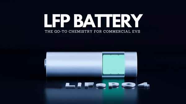 An image of an LFP battery cell or module, with icons highlighting its key benefits: a shield (Safety), a long calendar/cycle icon (Longevity), and a thermometer (Thermal Stability).