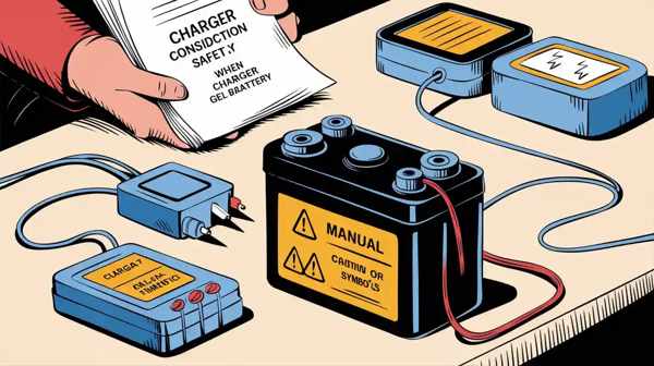 An image of a modern smart charger with a display screen, showing the user selecting the 