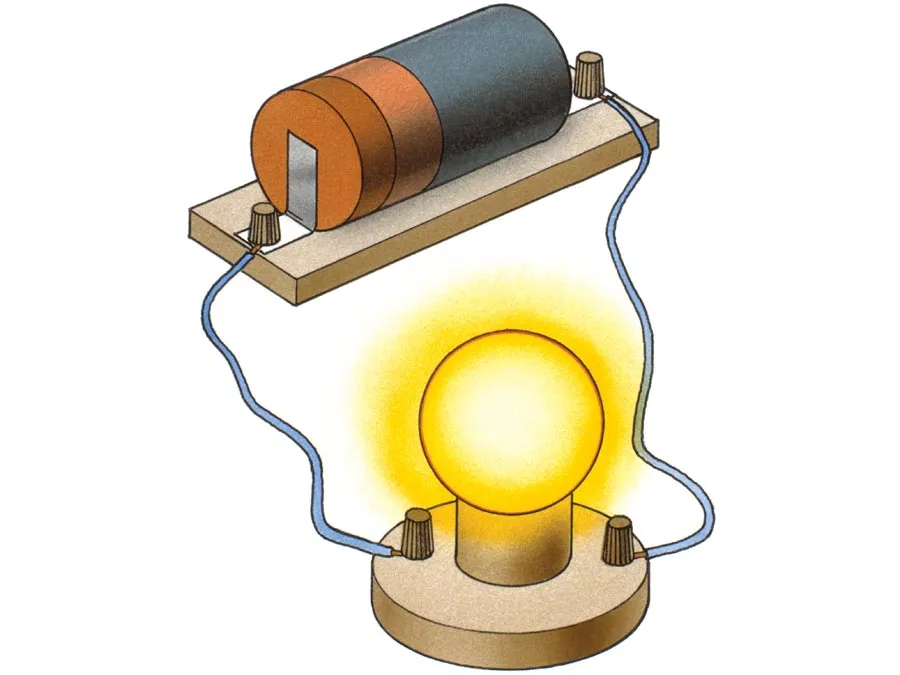 battery Illustration Battery Power bulb Science Circuit