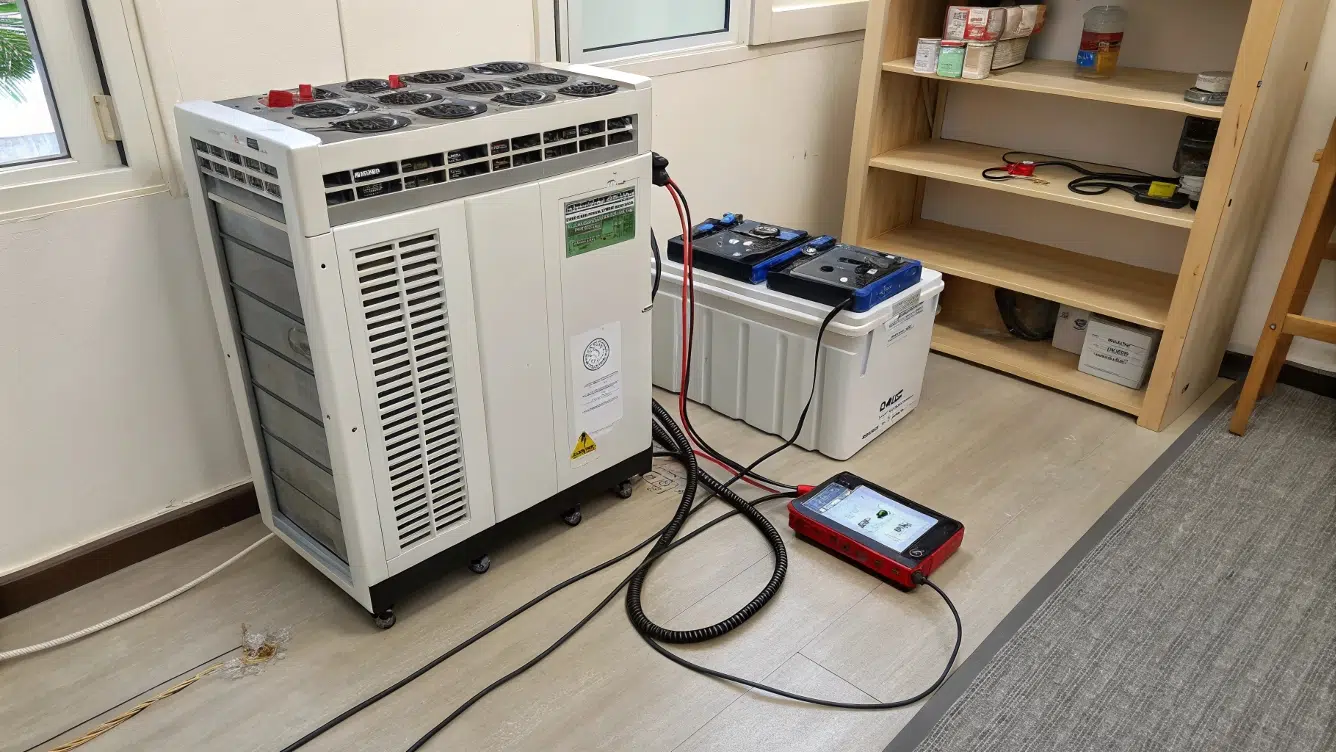 testing a 200ah battery with an ac in a test scena